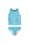 Lands' End Kids'  Girls Chlorine Resistant Tankini Swim Set In Blurred Blue Wave/tile Blue