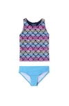 Lands' End Girls Chlorine Resistant Tankini Swim Set In Deep Sea Navy Shells/cyan Blue