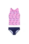 Lands' End Kids'  Girls Chlorine Resistant Tankini Swim Set In Pink Hearts/naval Academy