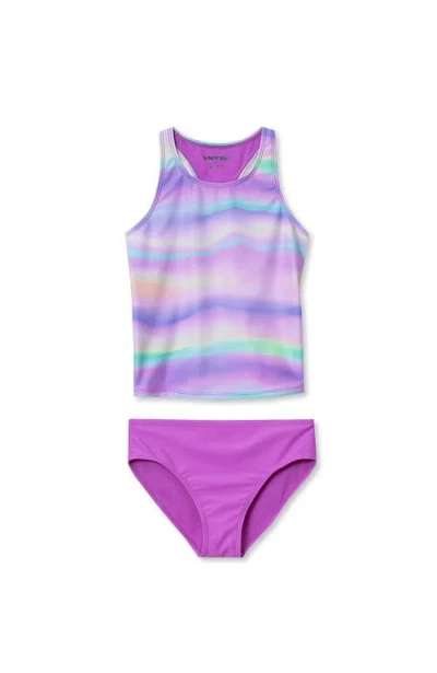 Lands' End Kids'  Girls Chlorine Resistant Tankini Swim Set In Purple