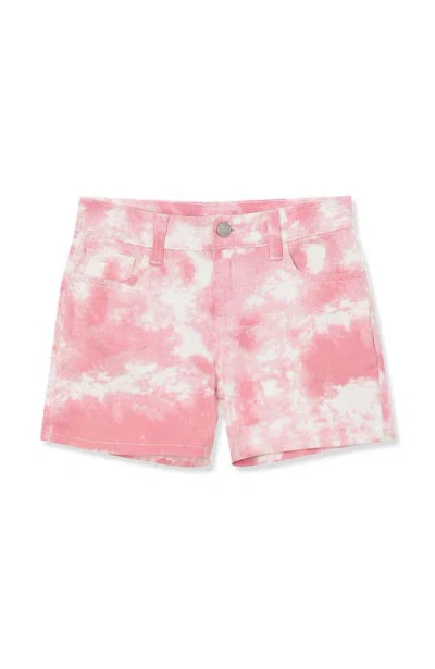 Lands' End Kids'  Girls Comfort Waist Denim Jean Shorts In Pink Tie Dye