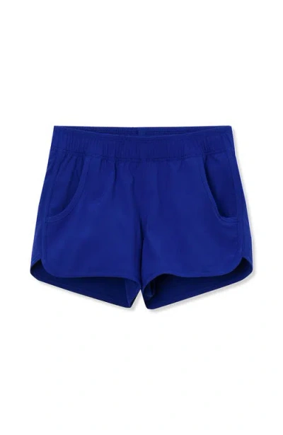Lands' End Kids'  Girls Comfort Waist Stretch Swim Shorts In Blue