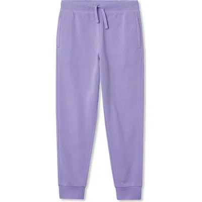 Lands' End Kids'  Girls Cotton Fleece Jogger Sweatpants In Purple