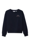 Lands' End Kids'  Girls Crew Neck Embroidered Sweatshirt In Blue