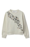 Lands' End Kids'  Girls Crew Neck Embroidered Sweatshirt In Gray