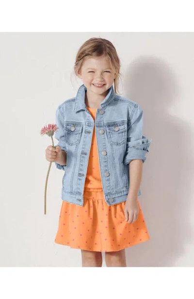 Lands' End Kids'  Girls Denim Jacket In Coastal Blue