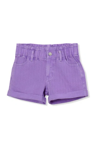Lands' End Kids'  Girls Denim Paperbag Shorts In African Violet