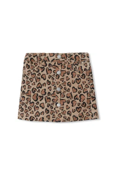 Lands' End Kids'  Girls Denim Skort In Animal Print