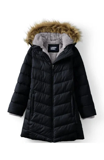 Lands' End Kids'  Girls Fleece Lined Coat In Black