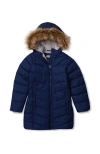Lands' End Kids'  Girls Fleece Lined Coat In Blue