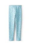 Lands' End Kids'  Girls Fleece Lined Leggings In Aqua Snowflakes
