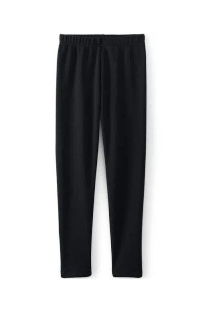 Lands' End Kids'  Girls Fleece Lined Leggings In Black