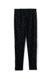 Lands' End Kids'  Girls Fleece Lined Leggings In Black Stars Print