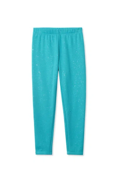 Lands' End Kids'  Girls Fleece Lined Leggings In Blue