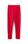 Lands' End Girls Fleece Lined Leggings In Candy Red Speckle Print