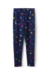 Lands' End Kids'  Girls Fleece Lined Leggings In Navy Rainbow Unicorns
