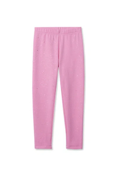 Lands' End Kids'  Girls Fleece Lined Leggings In Pink
