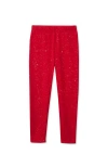 Lands' End Kids'  Girls Fleece Lined Leggings In Red