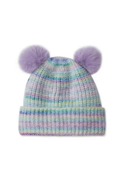 Lands' End Girls Fleece Lined Pom Pom Hat In Neutral