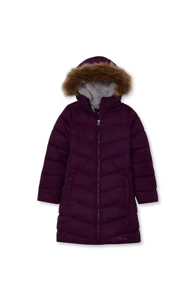 Lands' End Kids'  Girls Fleece Lined Printed Parka In Dark Purple