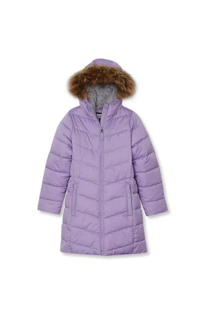 Lands' End Kids'  Girls Fleece Lined Printed Parka In Lilac Breeze