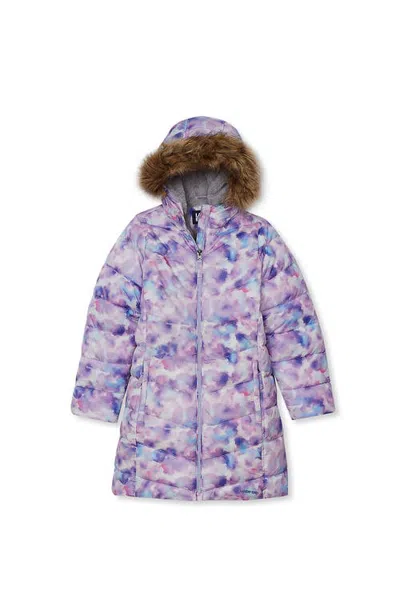 Lands' End Kids'  Girls Fleece Lined Printed Parka In Tie Dye/english Lavender