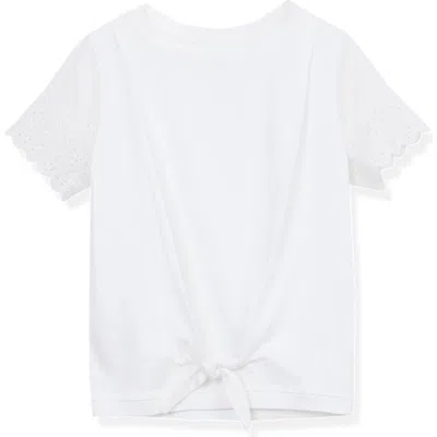 Lands' End Babies'  Girls Flutter Eyelet Sleeve Top In Pink