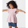 Lands' End Kids'  Girls Flutter Sleeve Tiered Peasant Top In Fairy Tale Pink