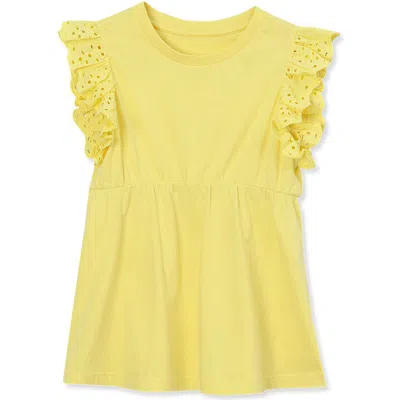 Lands' End Kids'  Girls Flutter Sleeve Tiered Peasant Top In Limelight