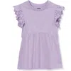 Lands' End Kids'  Girls Flutter Sleeve Tiered Peasant Top In Pastel Lilac