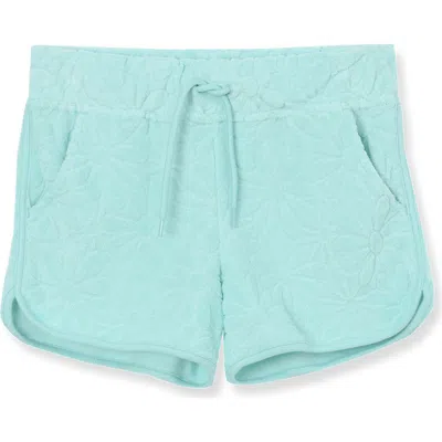 Lands' End Kids'  Girls French Terry Shorts In Baja Blue Daisies