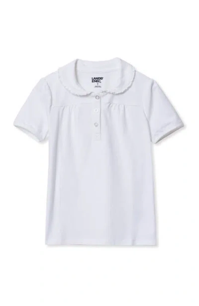 Lands' End Kids'  Girls Frill Collar Tee In White