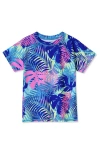 Lands' End Babies'  Girls Graphic Mock Neck Upf 50 Sun Protection Rash Guard In Blue Palm Print