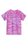 Lands' End Babies'  Girls Graphic Mock Neck Upf 50 Sun Protection Rash Guard In Blurred Wave Purple