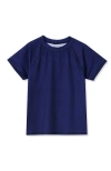 Lands' End Girls Graphic Mock Neck Upf 50 Sun Protection Rash Guard In Deep Sea Navy