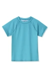 Lands' End Babies'  Girls Graphic Mock Neck Upf 50 Sun Protection Rash Guard In Tile Blue