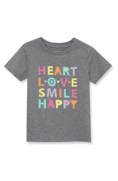 Lands' End Kids'  Girls Graphic Tee In Heart Happy Charcoal Heather