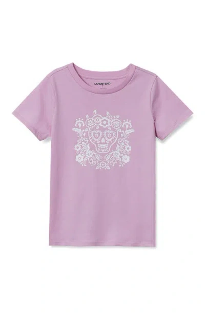 Lands' End Kids'  Girls Graphic Tee In Purple
