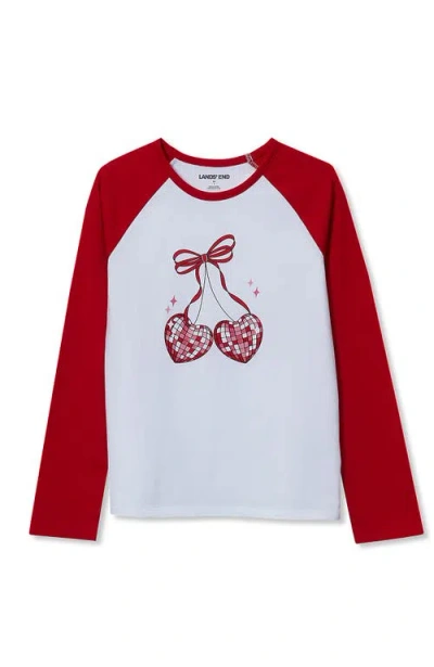 Lands' End Kids'  Girls Graphic Tee Shirt In Red
