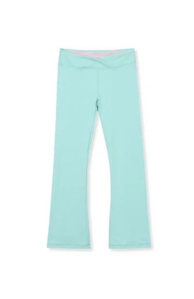 Lands' End Kids'  Girls High Waisted Active Flare Leggings In Aruba Blue