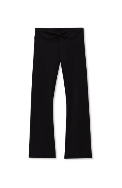 Lands' End Kids'  Girls High Waisted Active Flare Leggings In Black