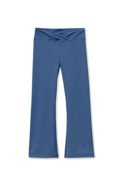 Lands' End Kids'  Girls High Waisted Active Flare Leggings In Blue