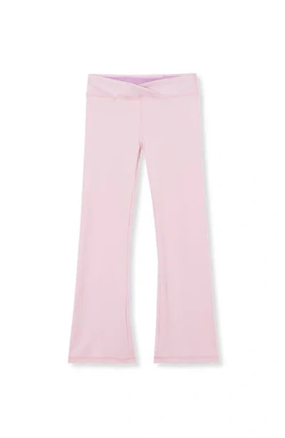 Lands' End Kids'  Girls High Waisted Active Flare Leggings In Fairy Tale Pink