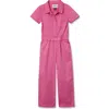 Lands' End Kids'  Girls Lightweight Denim Jumpsuit In Pink