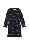 Lands' End Babies'  Girls Long Sleeve French Terry Knit Dress In Black