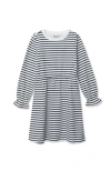 Lands' End Girls Long Sleeve French Terry Knit Dress In White