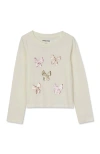 Lands' End Kids'  Girls Long Sleeve Graphic Meet And Greet Tee In Nude