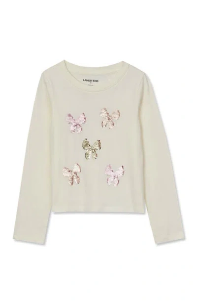 Lands' End Kids'  Girls Long Sleeve Graphic Meet And Greet Tee In Nude