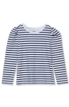 Lands' End Girls Long Sleeve Graphic Tee With Puff Shoulder In White