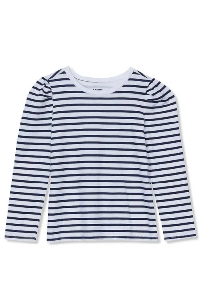 Lands' End Kids'  Girls Long Sleeve Graphic Tee With Puff Shoulder In White